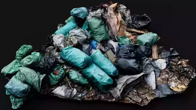 trash bags urban garbage pile photogrammetry