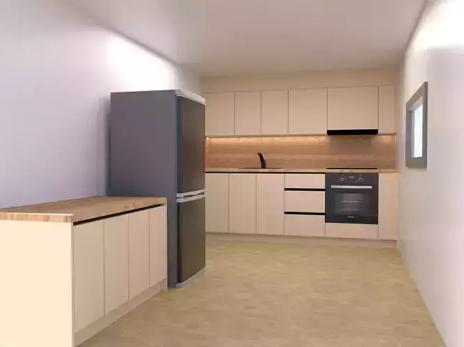 Modern Modular Kitchen- High Quality 3D Model