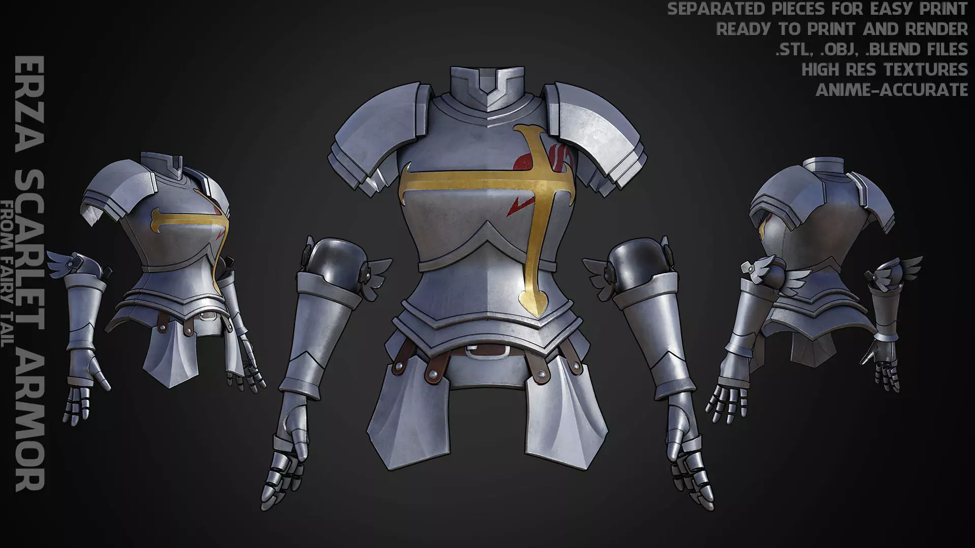 Fairy Tail Erza Scarlet Heart Kreuz Armor for Cosplay 3D print model_0