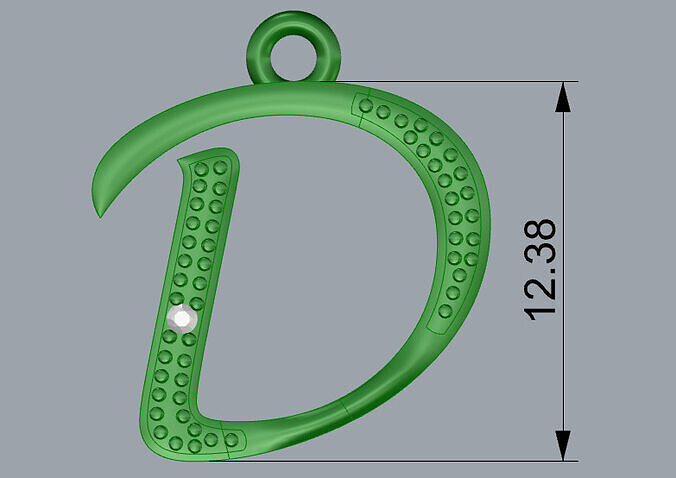 Alphabet Pendant - Letter D- Diamond-Studded 3D Model - P-14 3D print model