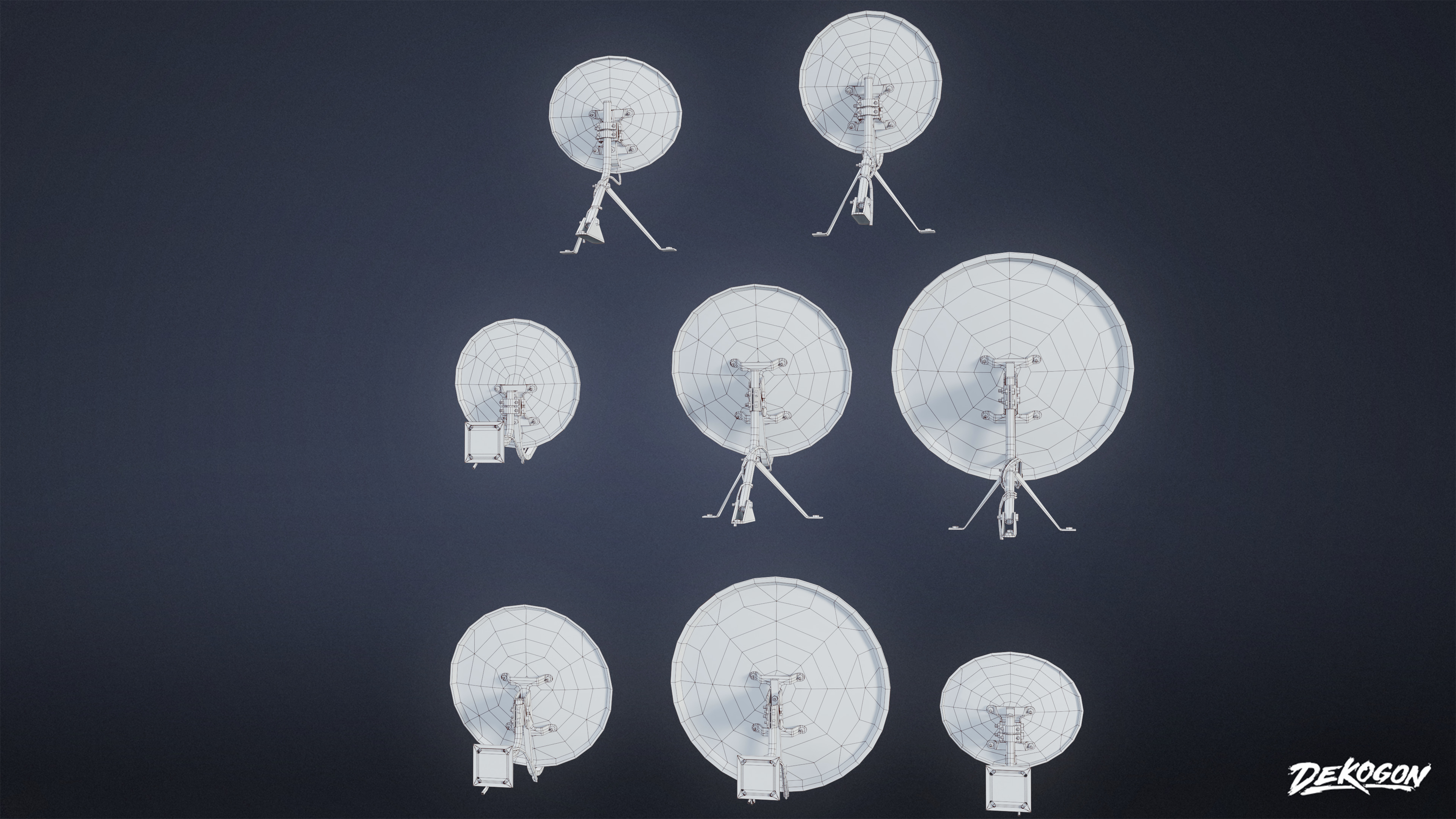 SUBURBS - Satellite Dishes 01 - LOW POLY AND NANITE Low-poly 3D model_16