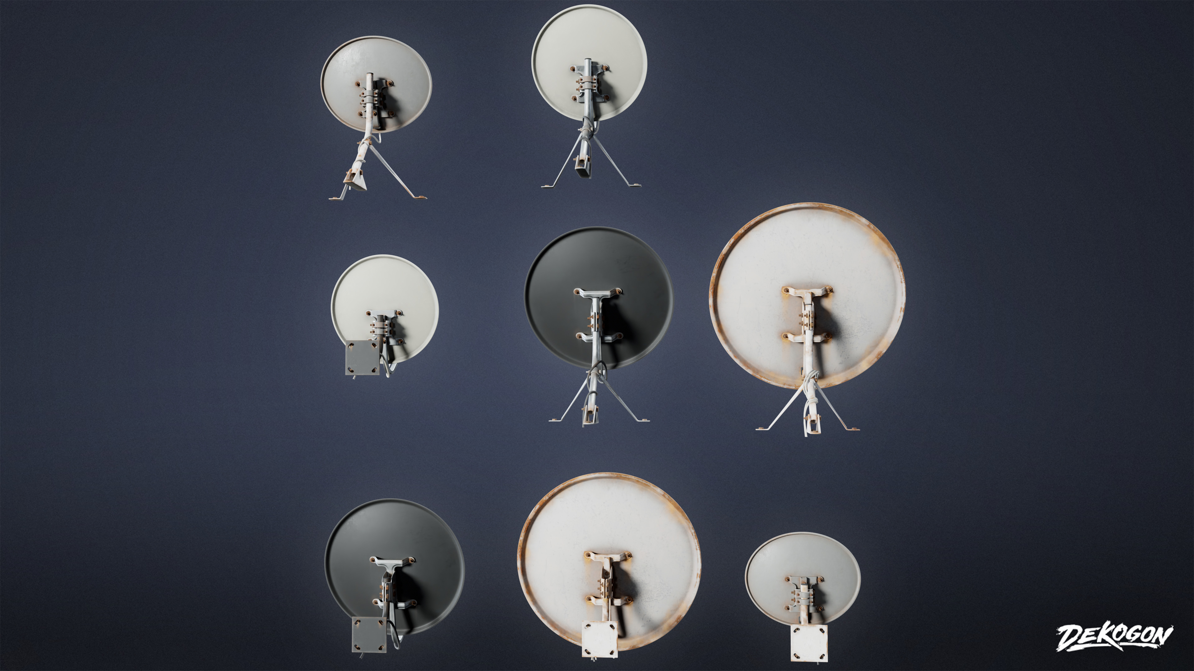 SUBURBS - Satellite Dishes 01 - LOW POLY AND NANITE Low-poly 3D model_2