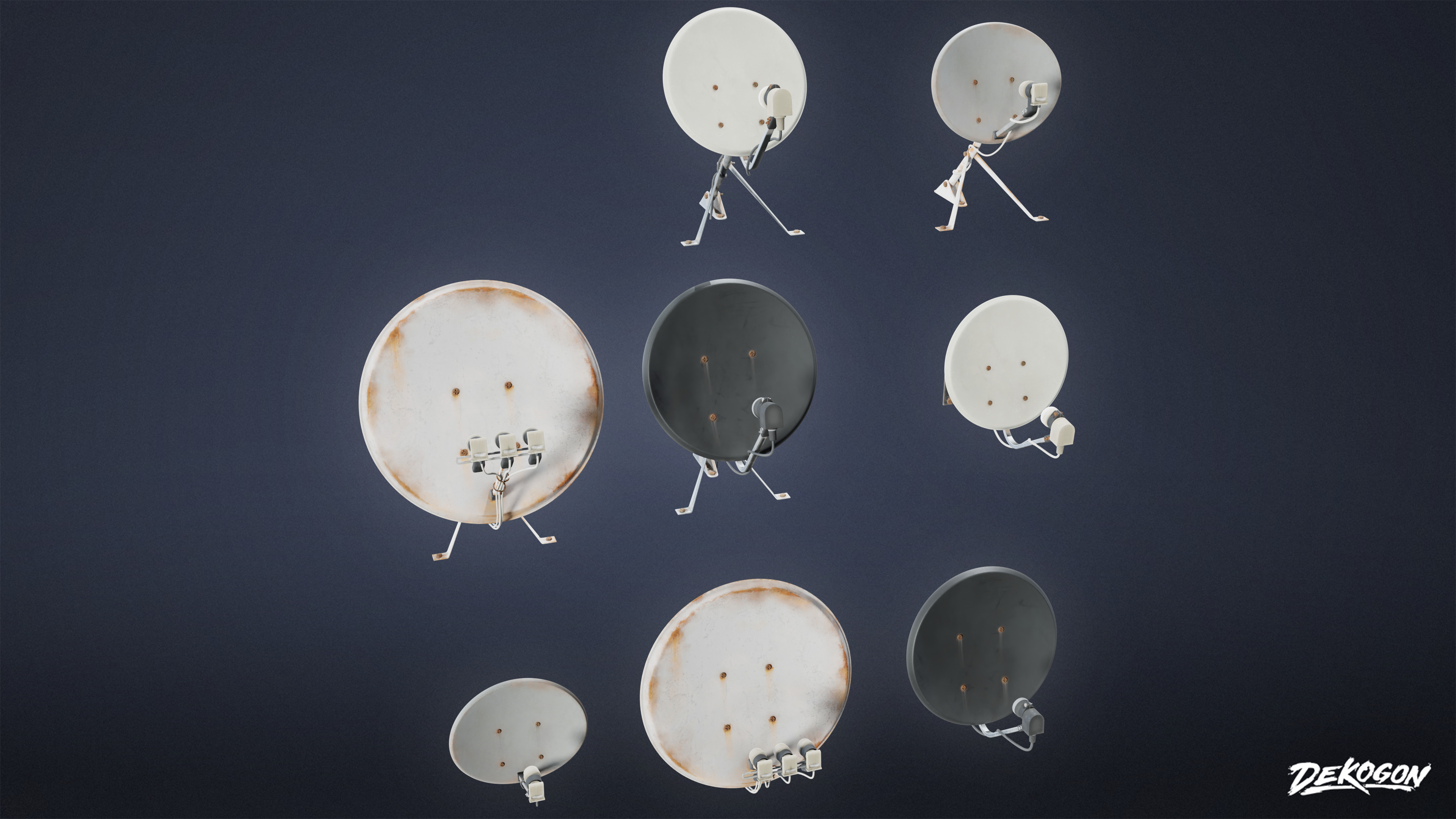 SUBURBS - Satellite Dishes 01 - LOW POLY AND NANITE Low-poly 3D model_3