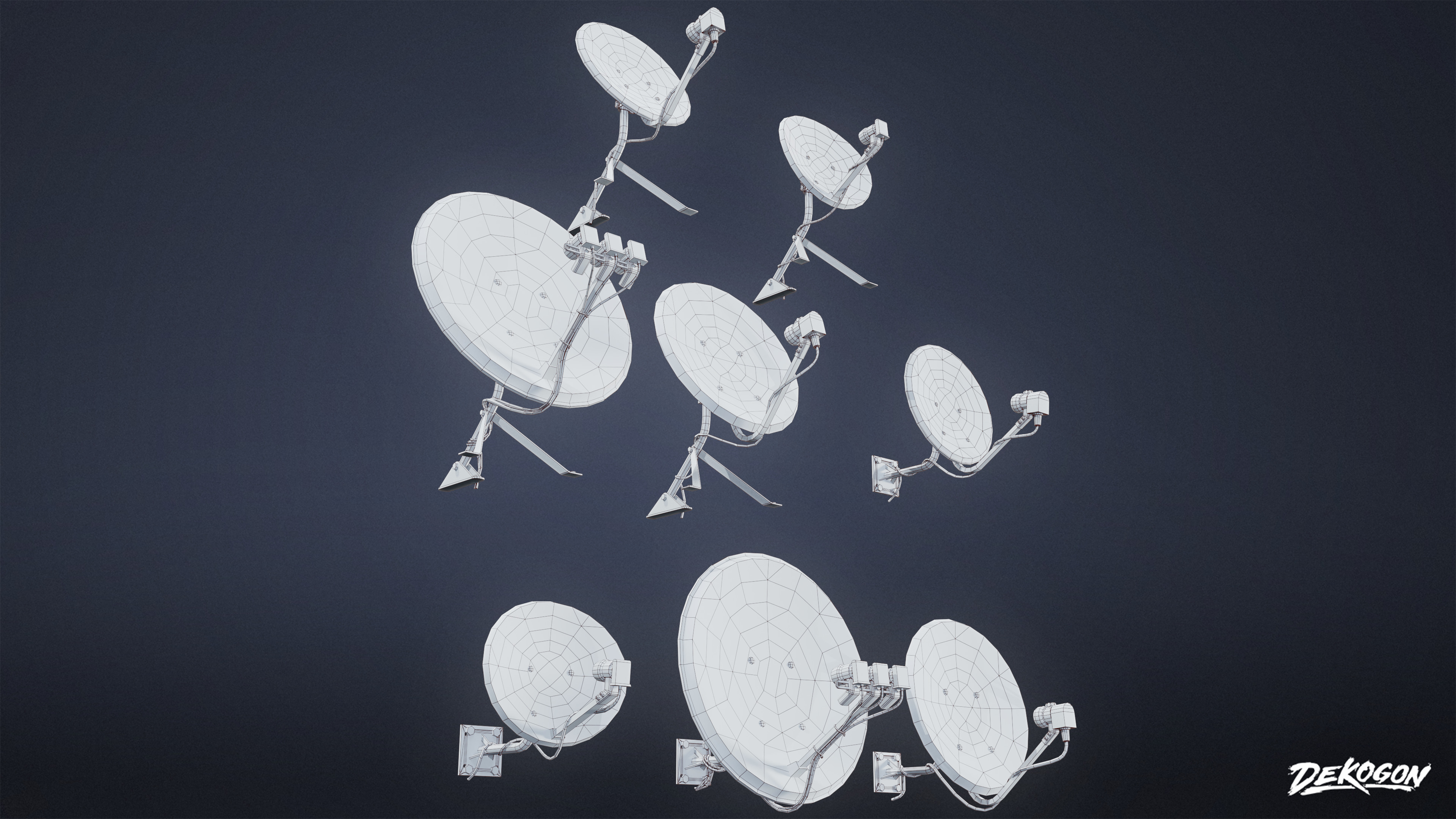SUBURBS - Satellite Dishes 01 - LOW POLY AND NANITE Low-poly 3D model_15