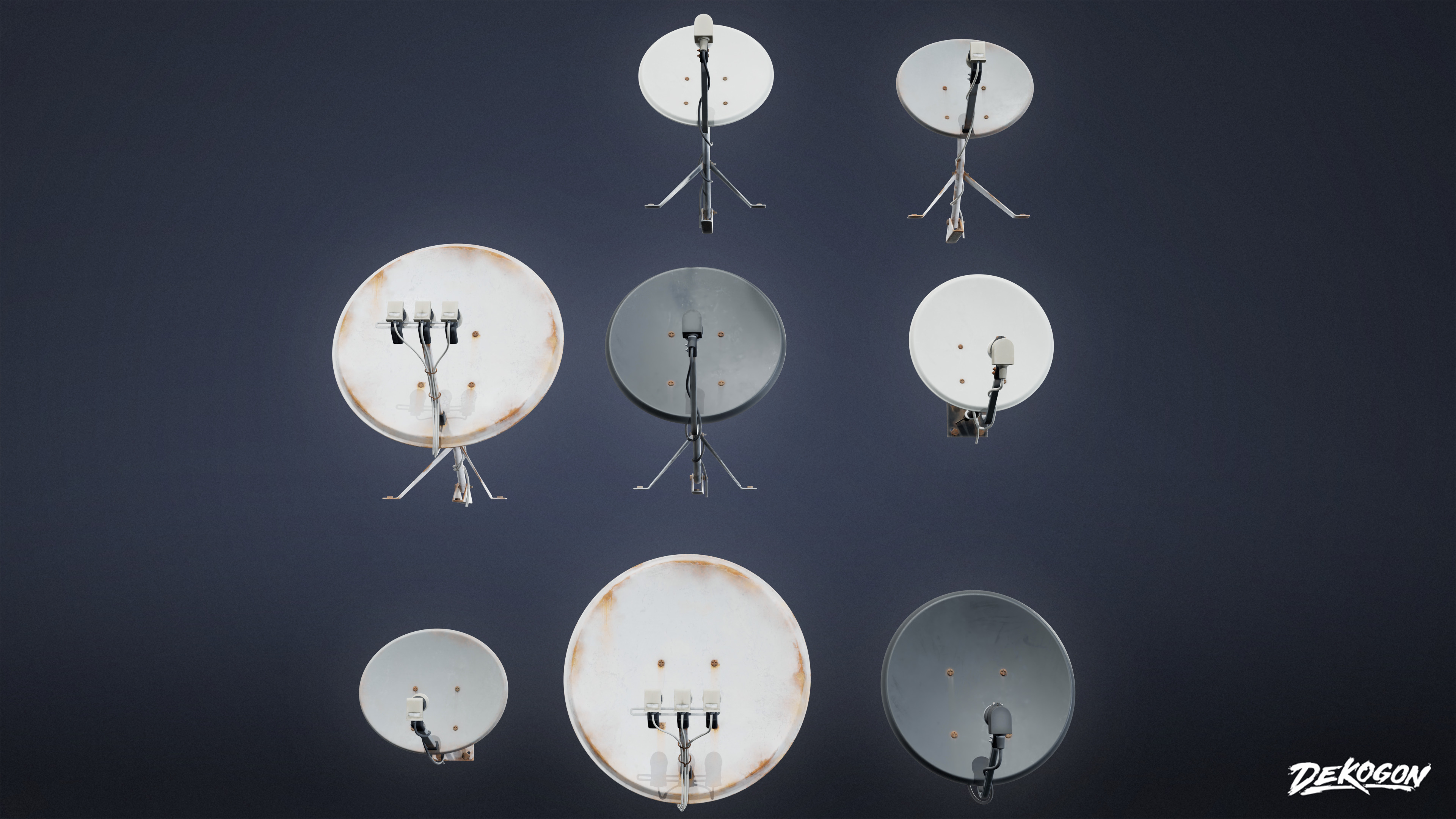 SUBURBS - Satellite Dishes 01 - LOW POLY AND NANITE Low-poly 3D model_1