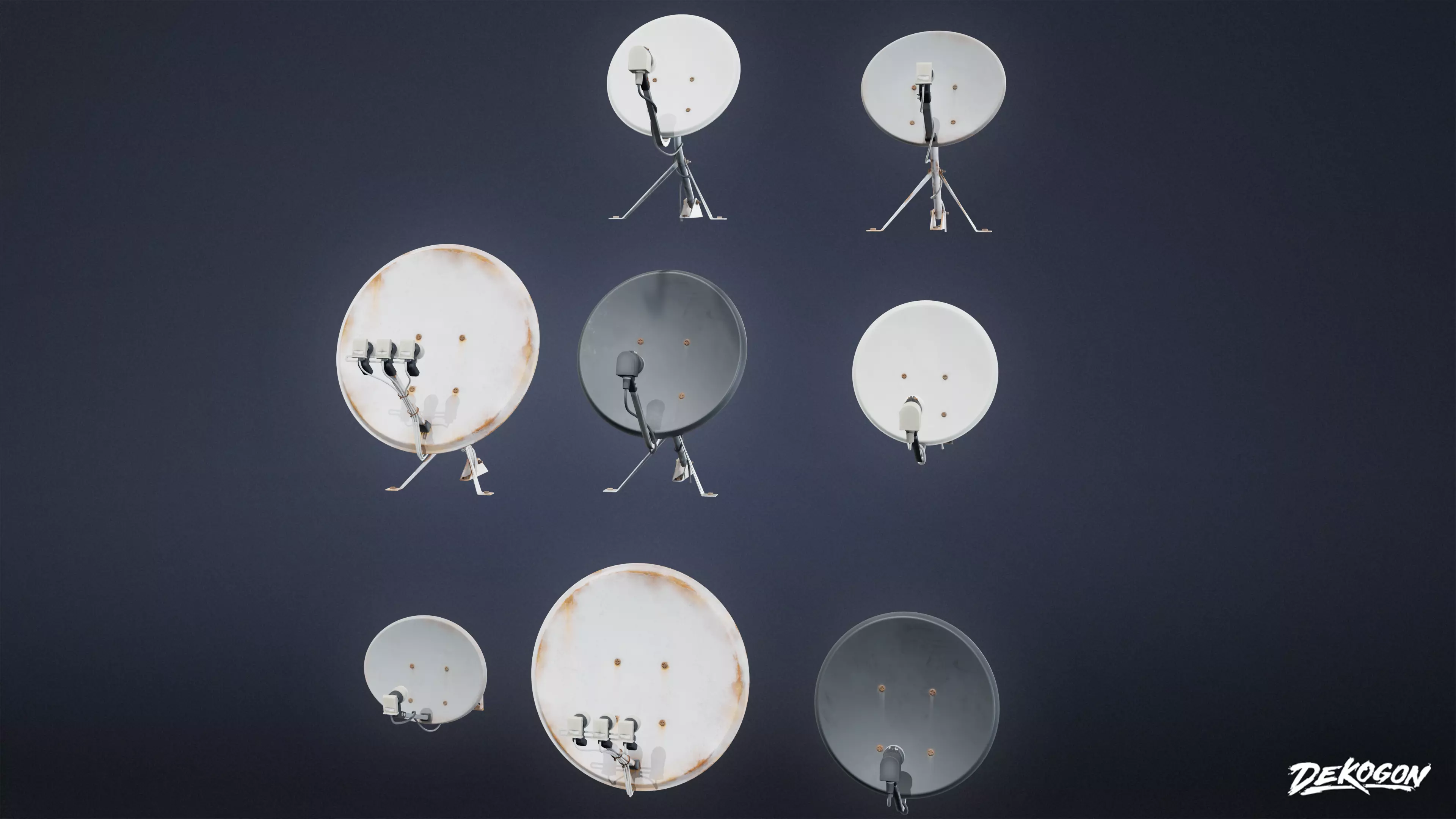 SUBURBS - Satellite Dishes 01 - LOW POLY AND NANITE Low-poly 3D model_0