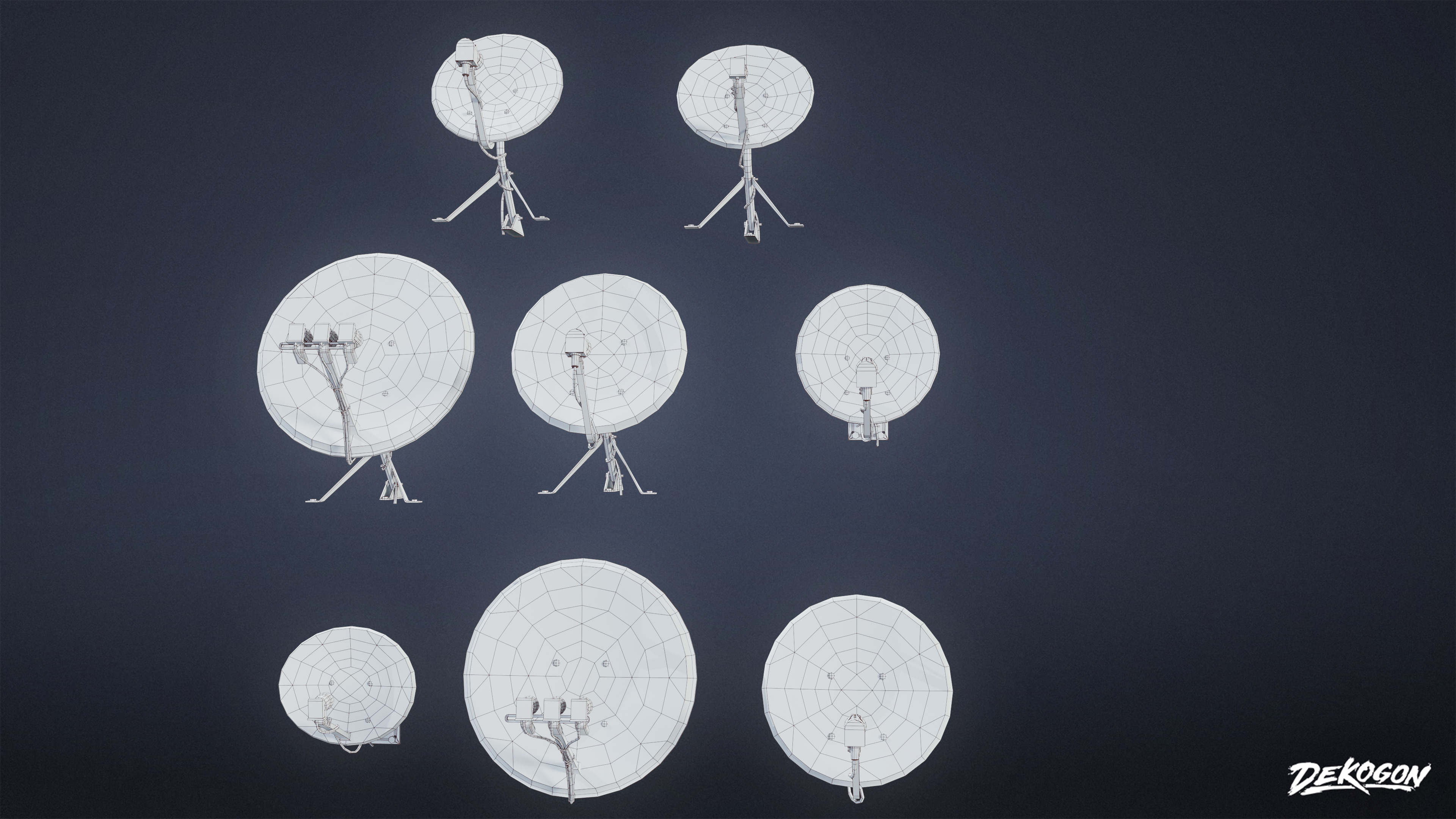 SUBURBS - Satellite Dishes 01 - LOW POLY AND NANITE Low-poly 3D model_14