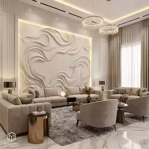 modern panel wall decor set relief stl mural CNC 163 3D model