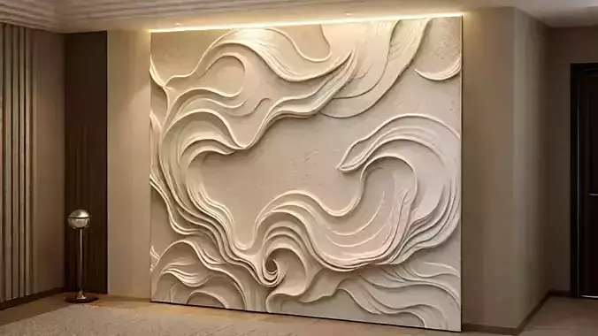 modern panel wall decor set relief stl mural CNC 163 3D model