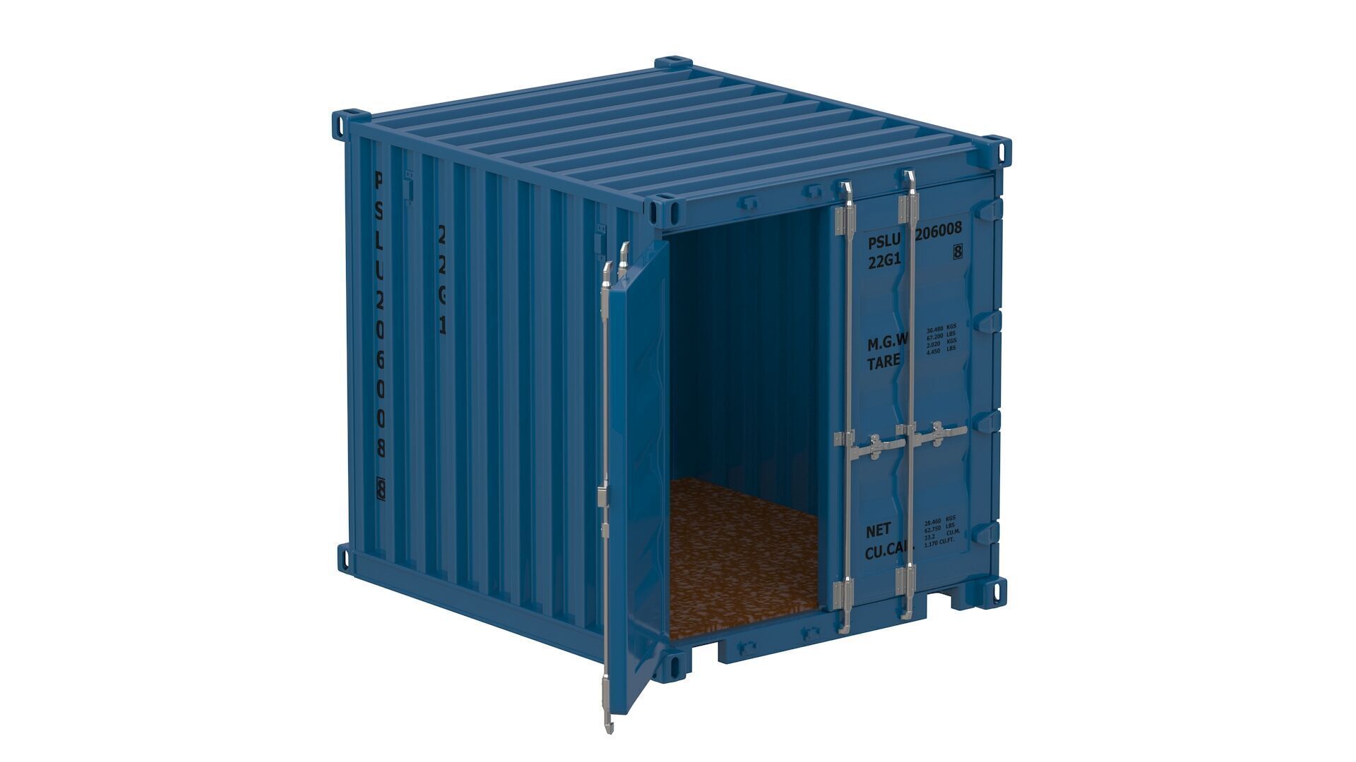 8ft Shipping Container Gray 3D model_2