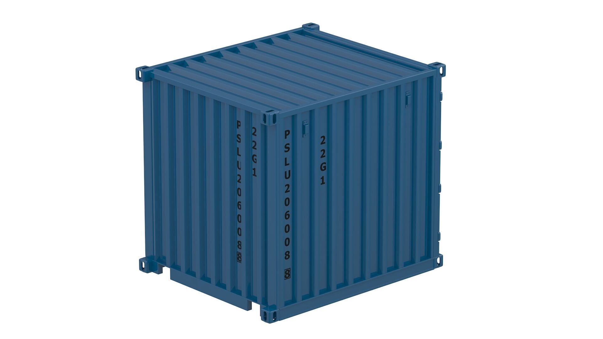 8ft Shipping Container Gray 3D model_7