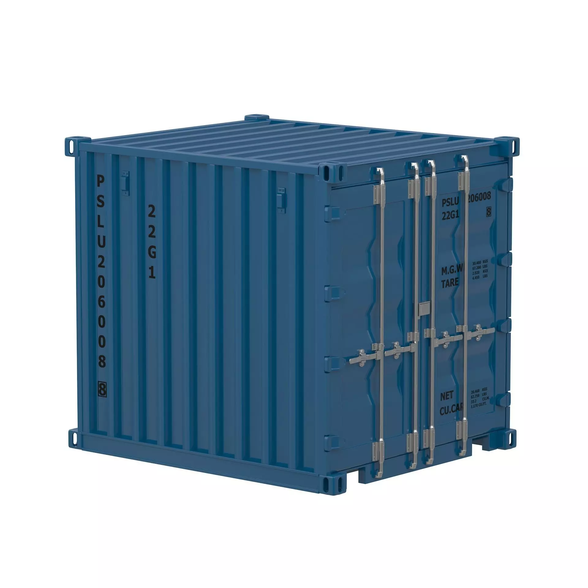 8ft Shipping Container Gray 3D model_0