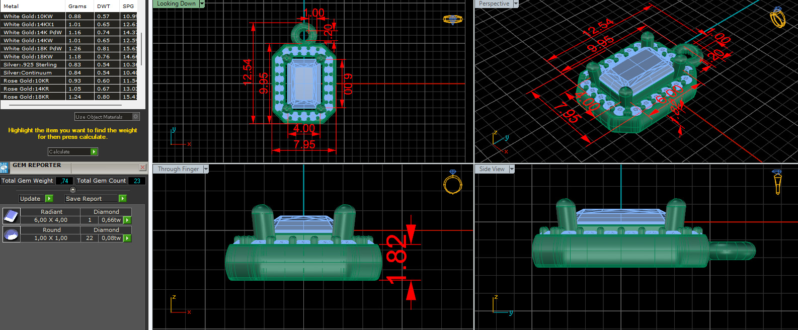 Pendant necklace with a gemstone Radiand 3D model 3D print model_14