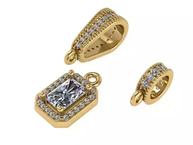 Pendant necklace with a gemstone Radiand 3D model 