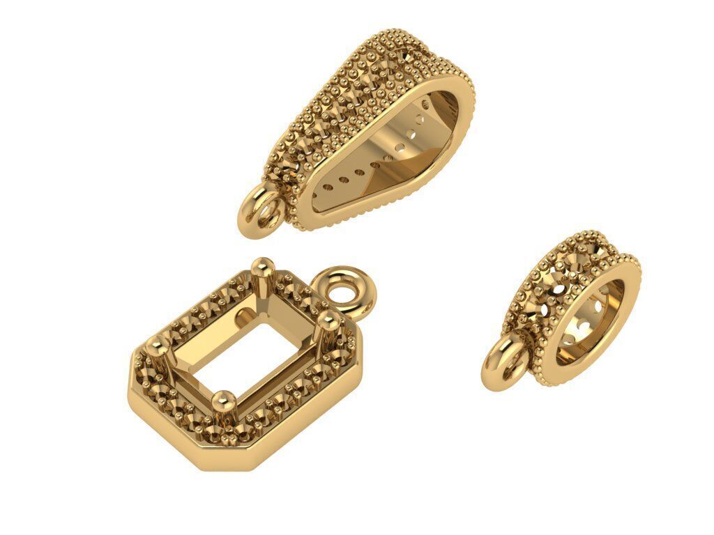 Pendant necklace with a gemstone Radiand 3D model 3D print model_1