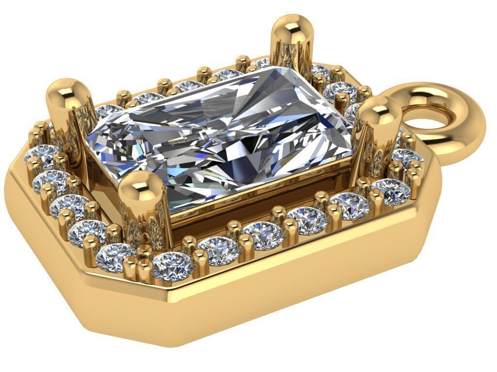 Pendant necklace with a gemstone Radiand 3D model 3D print model_2