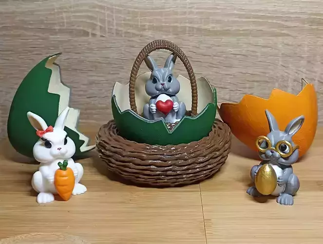 Cute bunnies - Easter Egg 3D print model