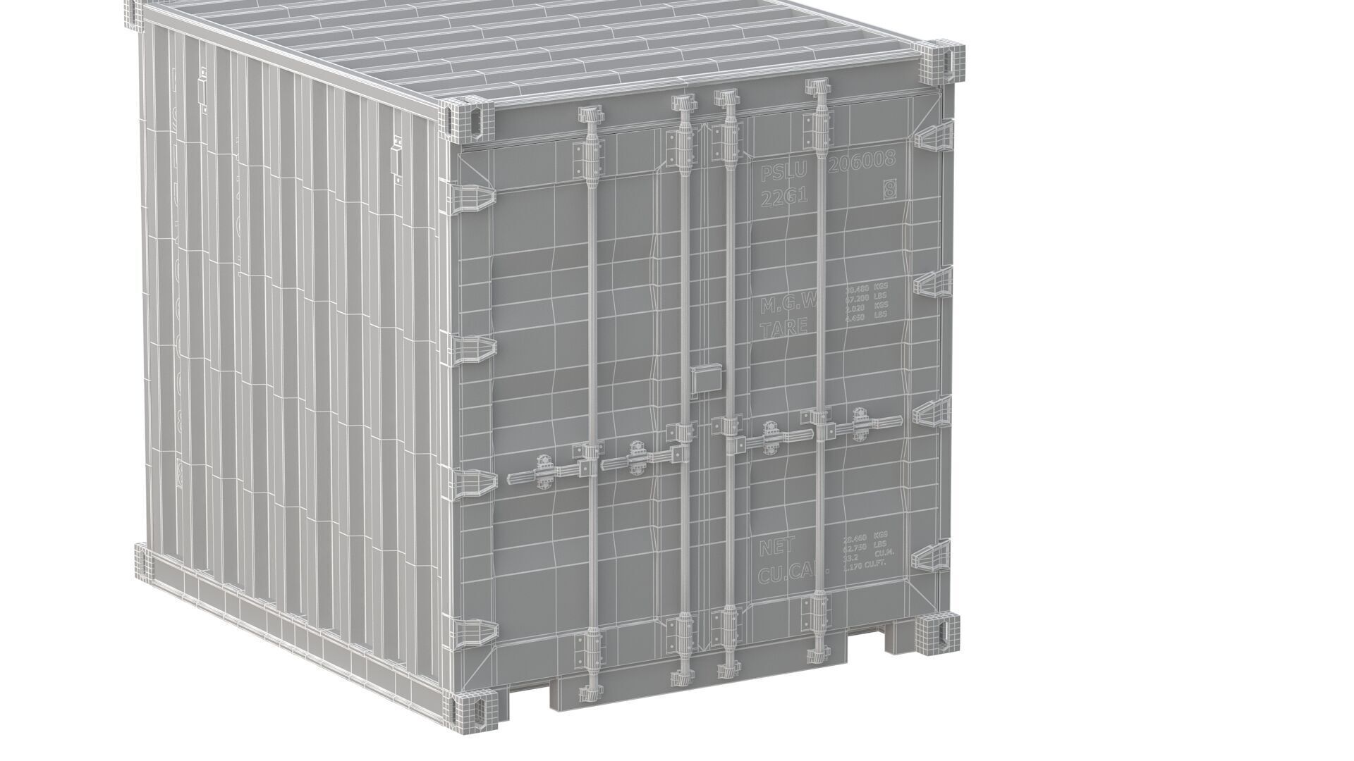 8ft Shipping Container blue 3D model_12