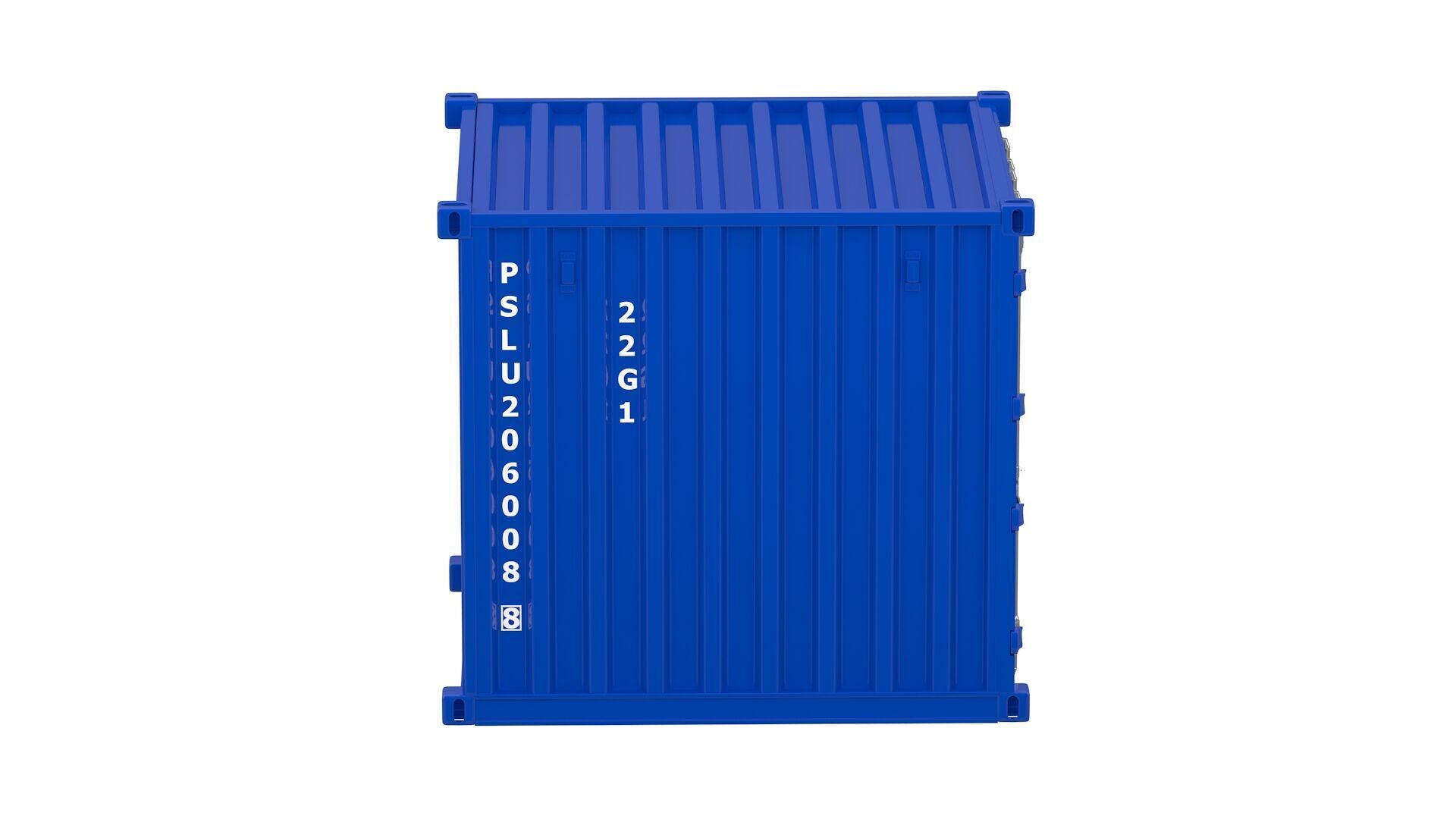 8ft Shipping Container blue 3D model_6