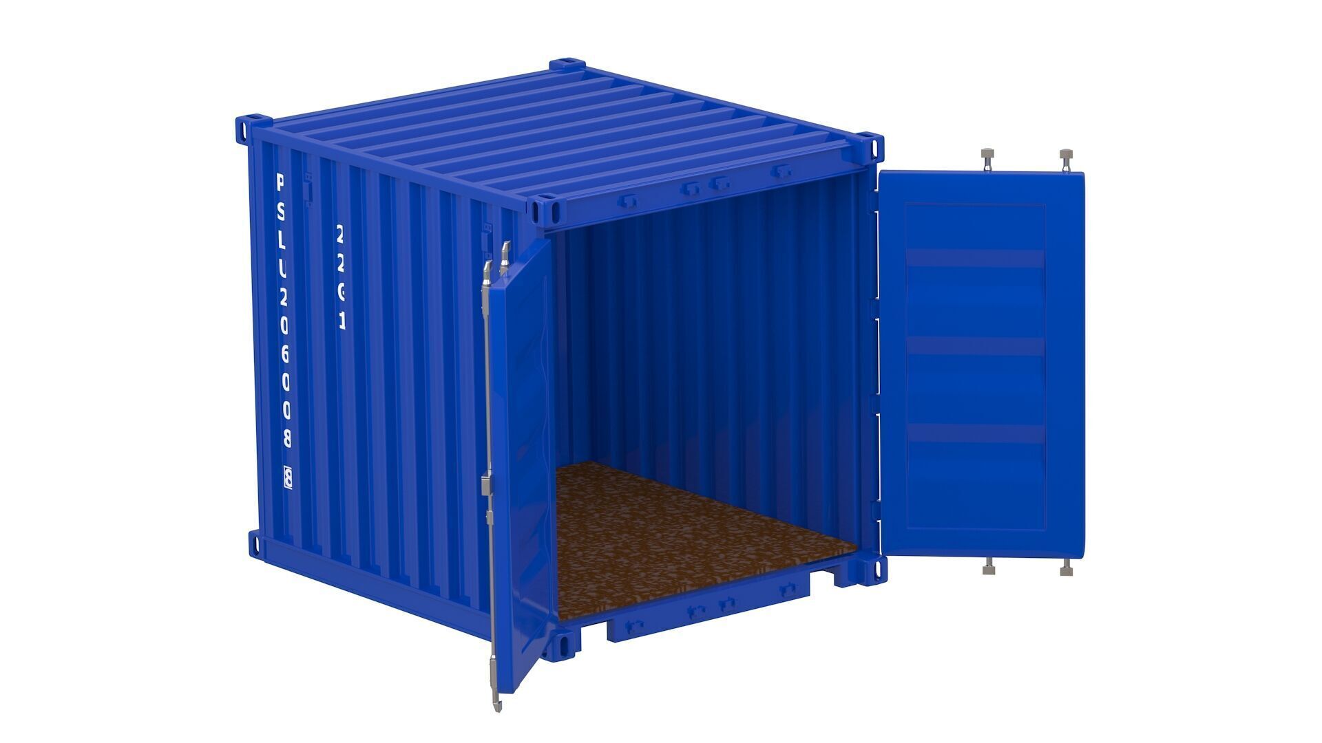 8ft Shipping Container blue 3D model_3