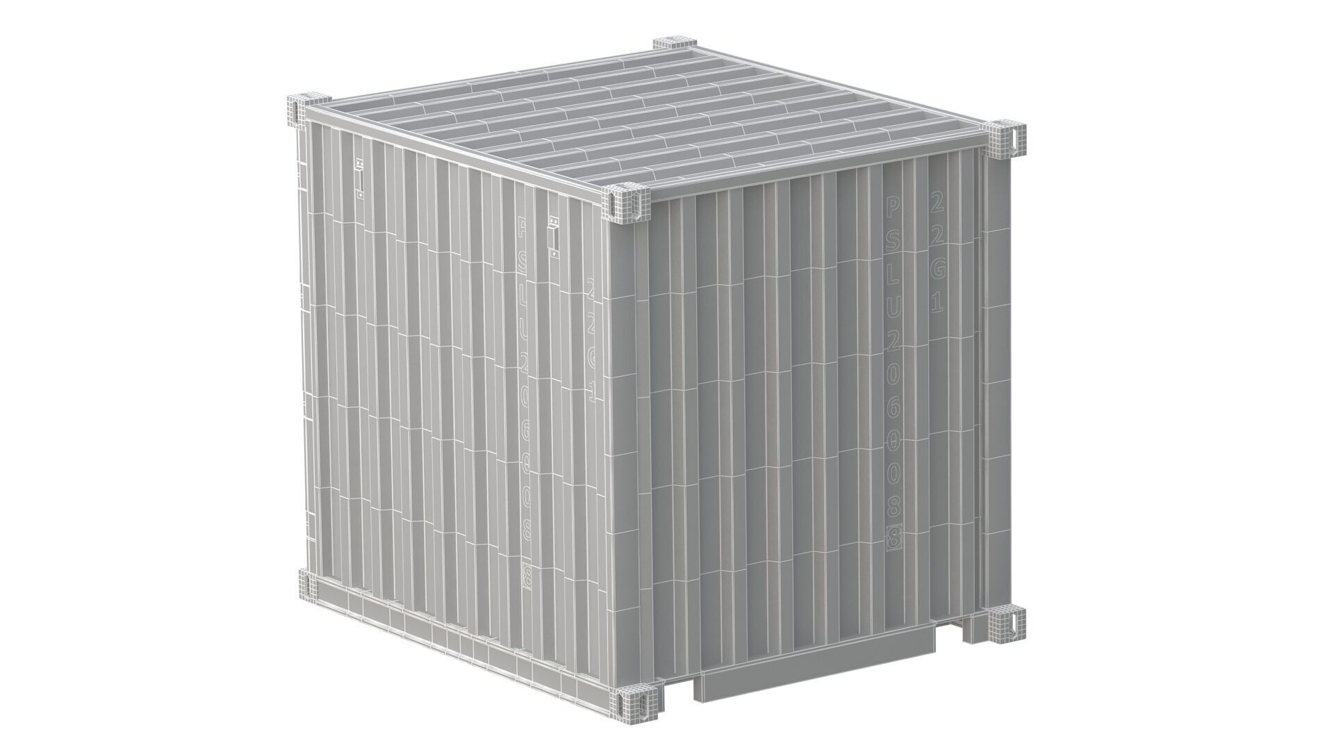 8ft Shipping Container blue 3D model_13