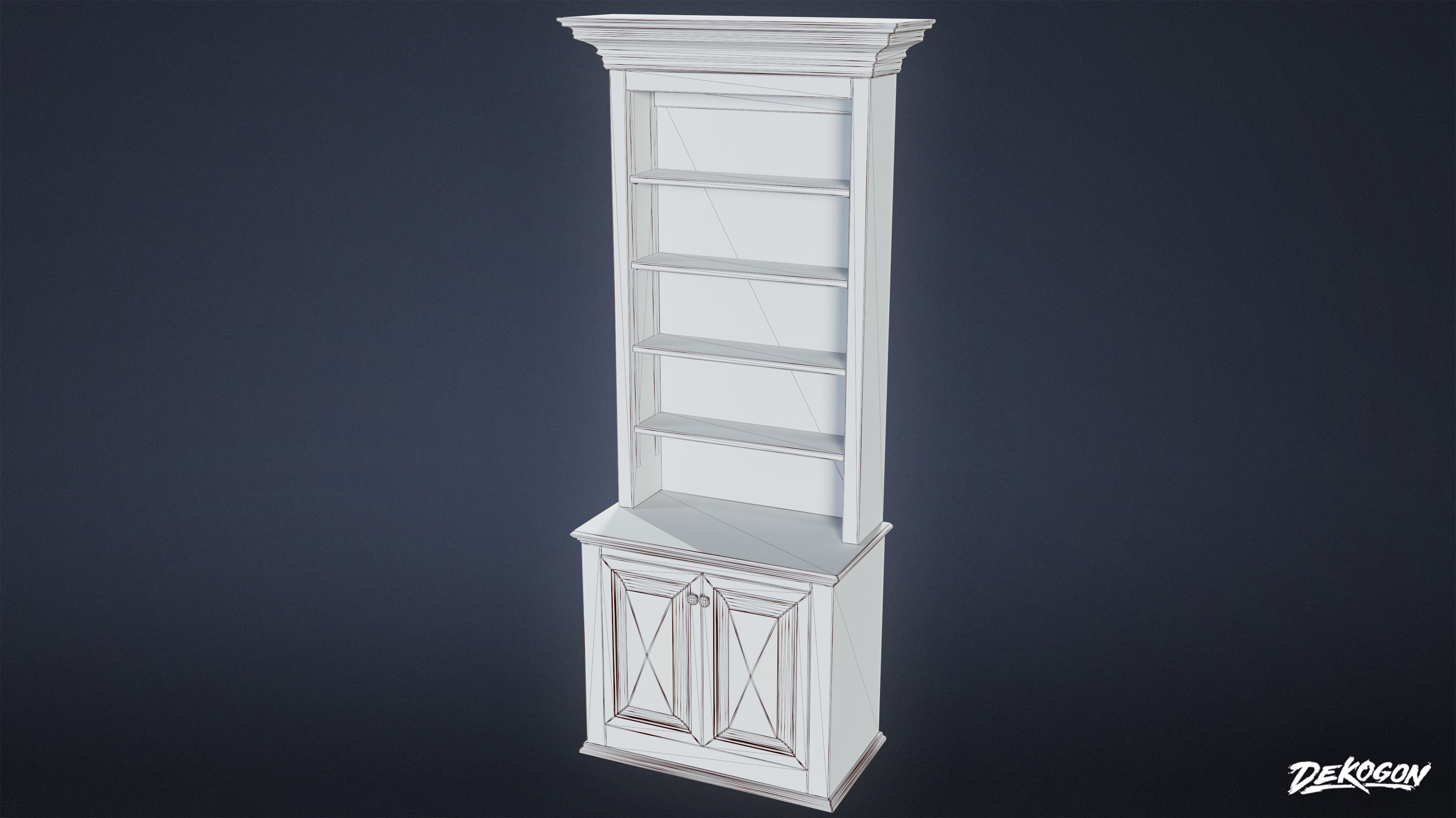 SUBURBS - Shelf Bookcase 11 - NANITE Low-poly 3D model_9