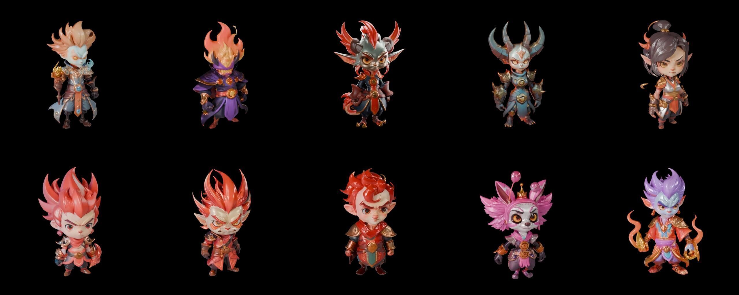 Base hero bundle 8 pack 100 fbx Low-poly 3D model_1