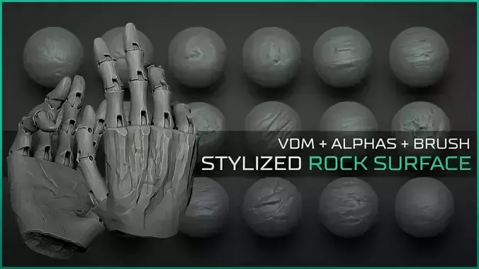 Stylized Rock Surface - 30 Brushes - alphas - bonus brush