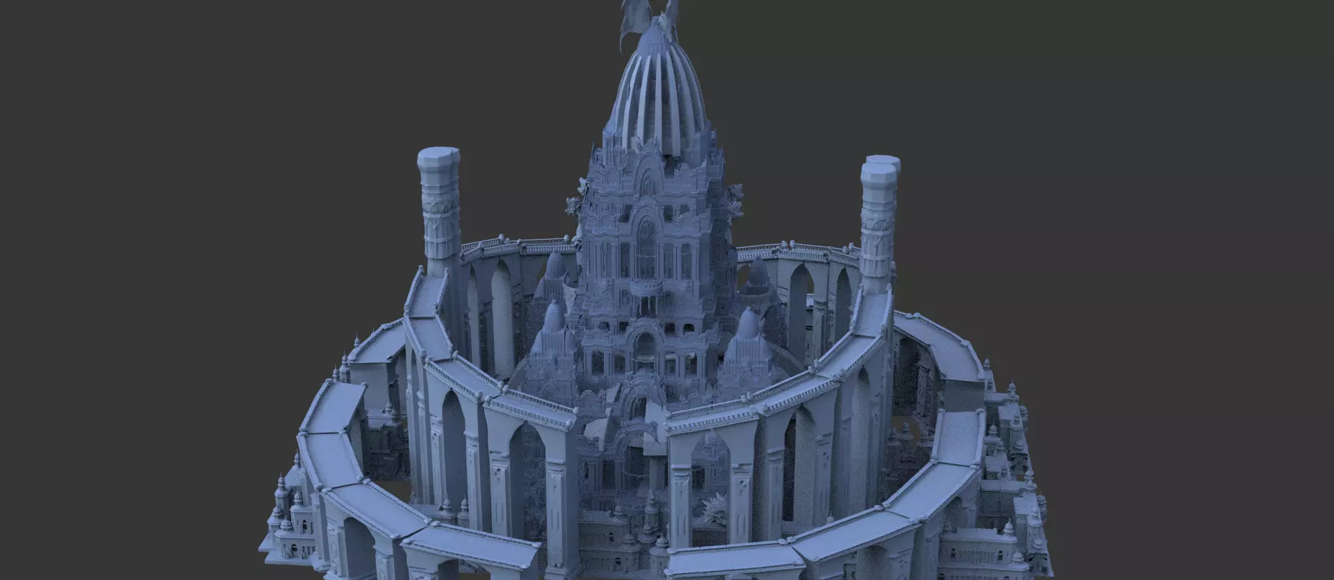 Chateau French inspired fortress  3D model_0