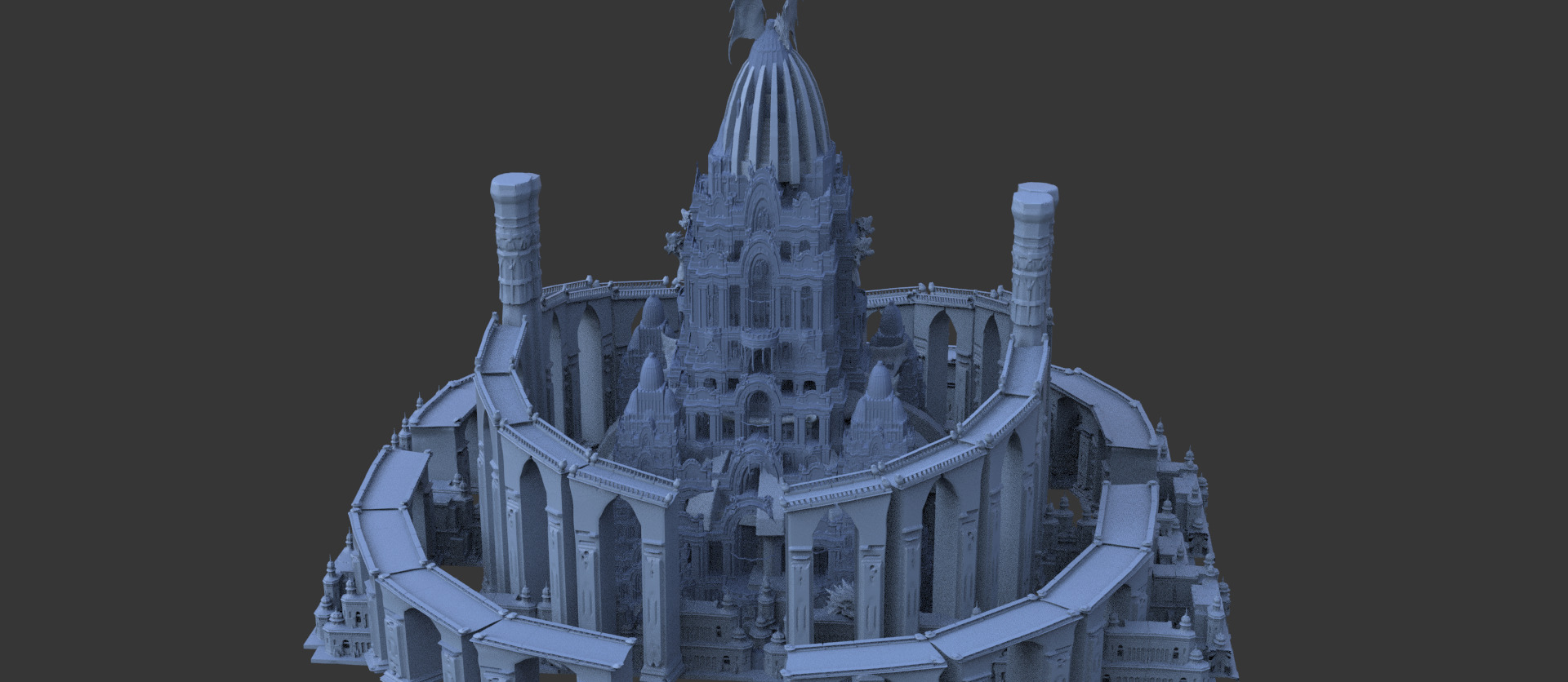 Chateau French inspired fortress  3D model_1