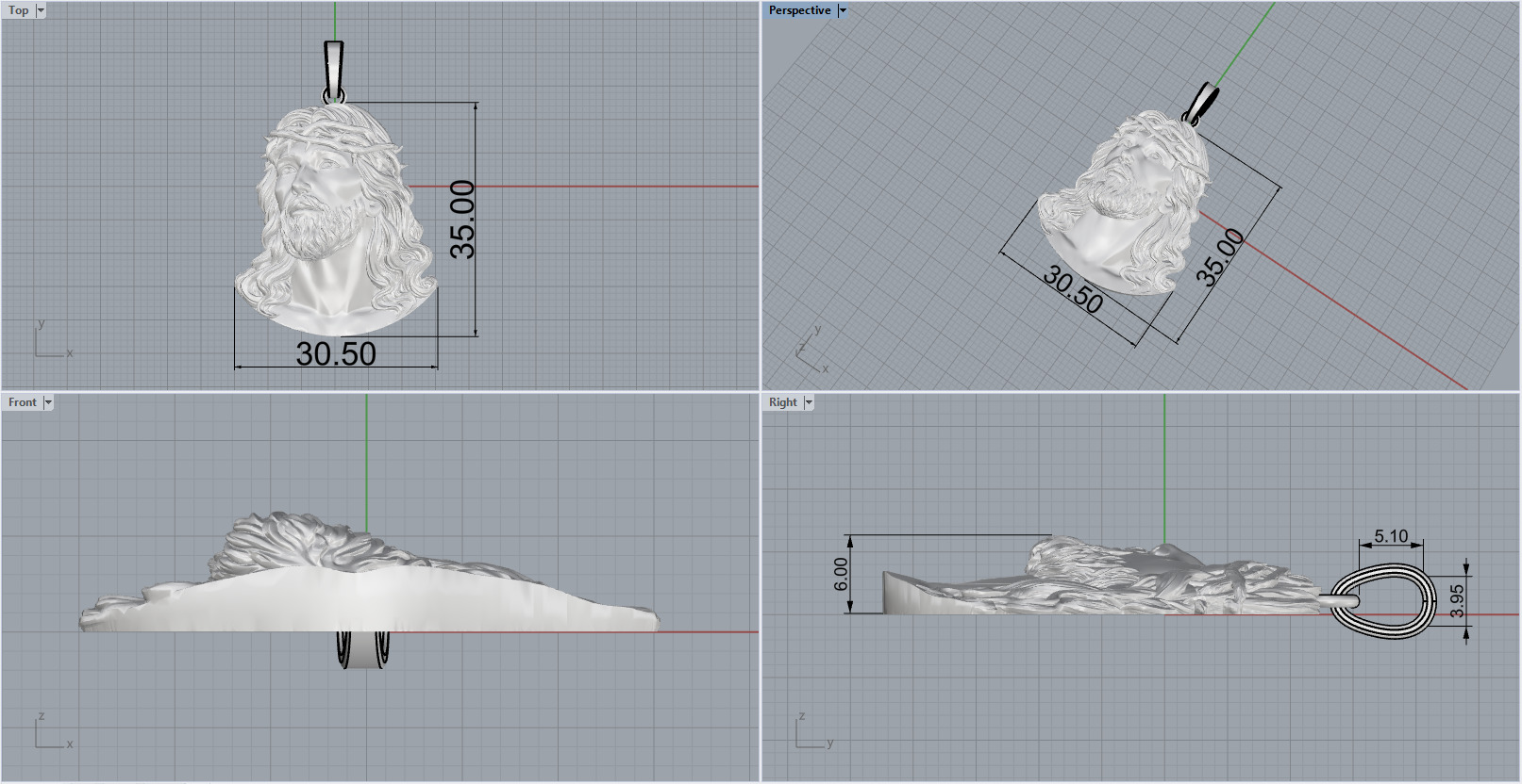 Jesus pendant model 738 3D print model_3