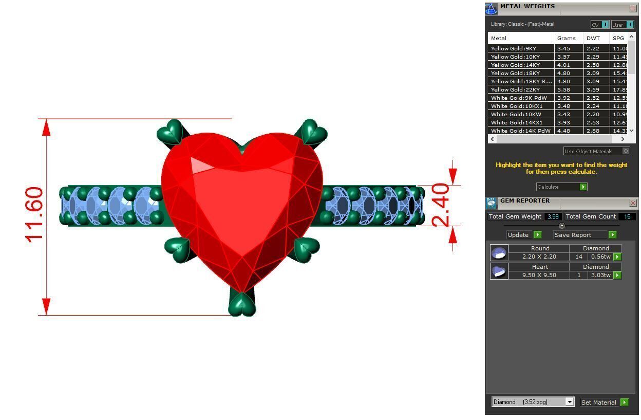 Heart-Shaped Diamond Ring 3D print model_1