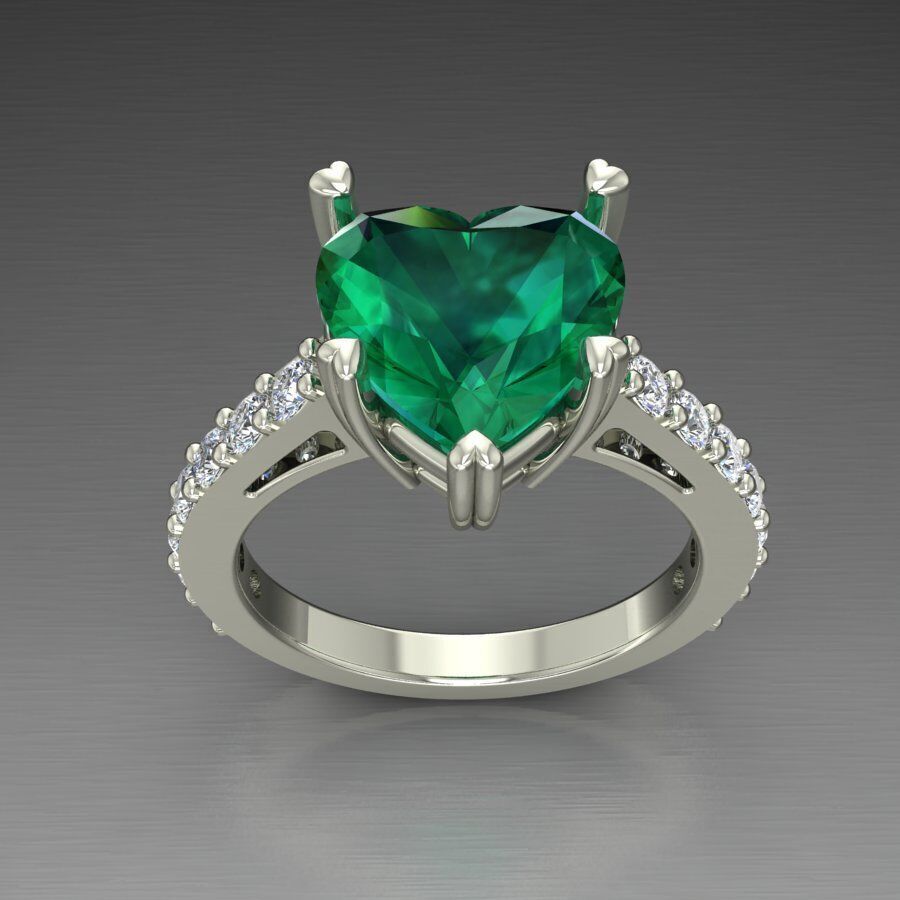 Heart-Shaped Diamond Ring 3D print model_7