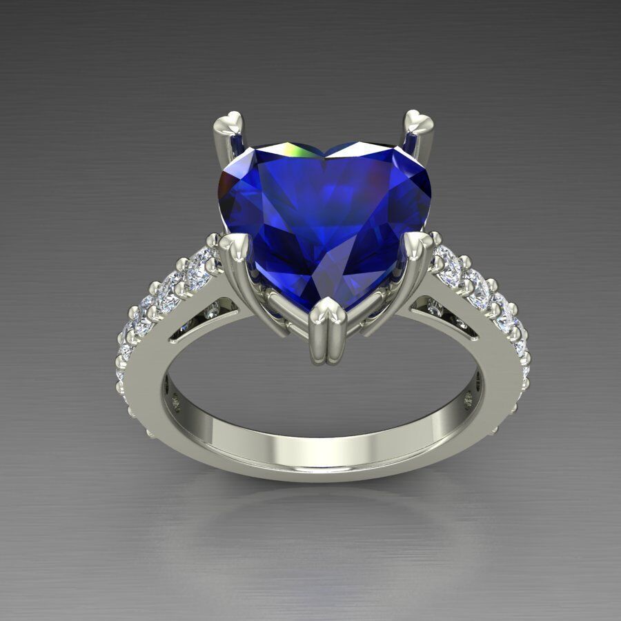 Heart-Shaped Diamond Ring 3D print model_5