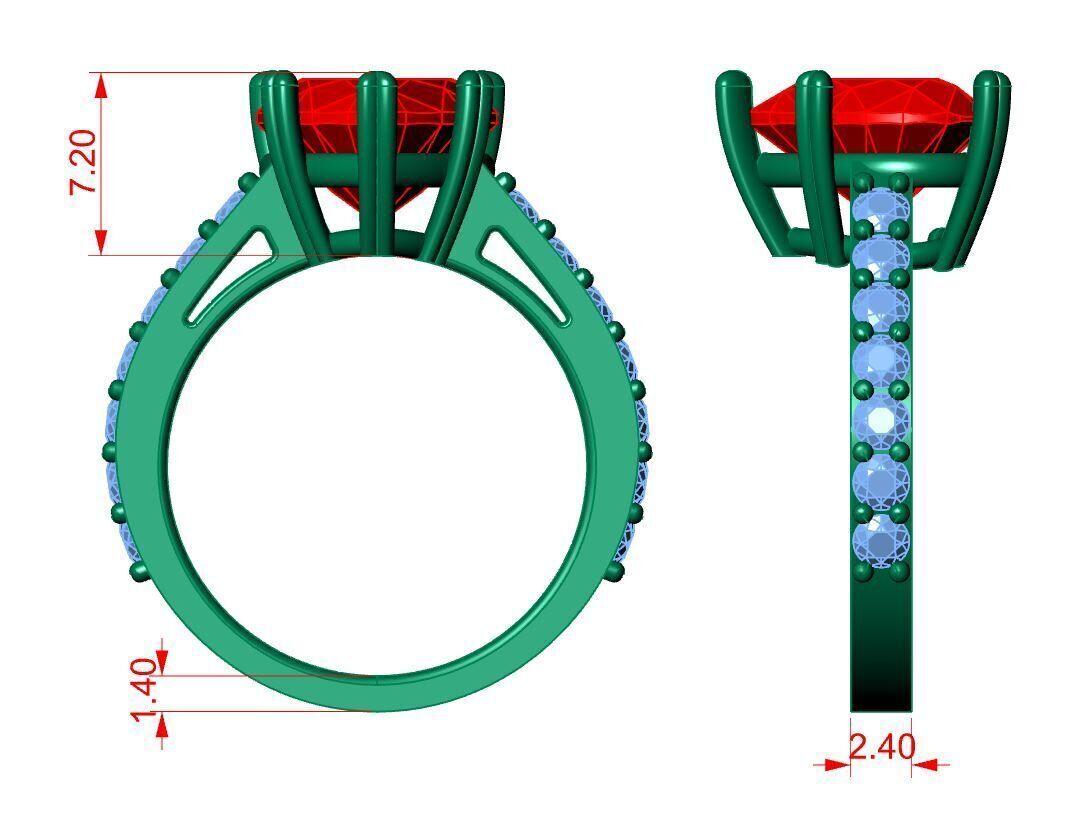 Heart-Shaped Diamond Ring 3D print model_3