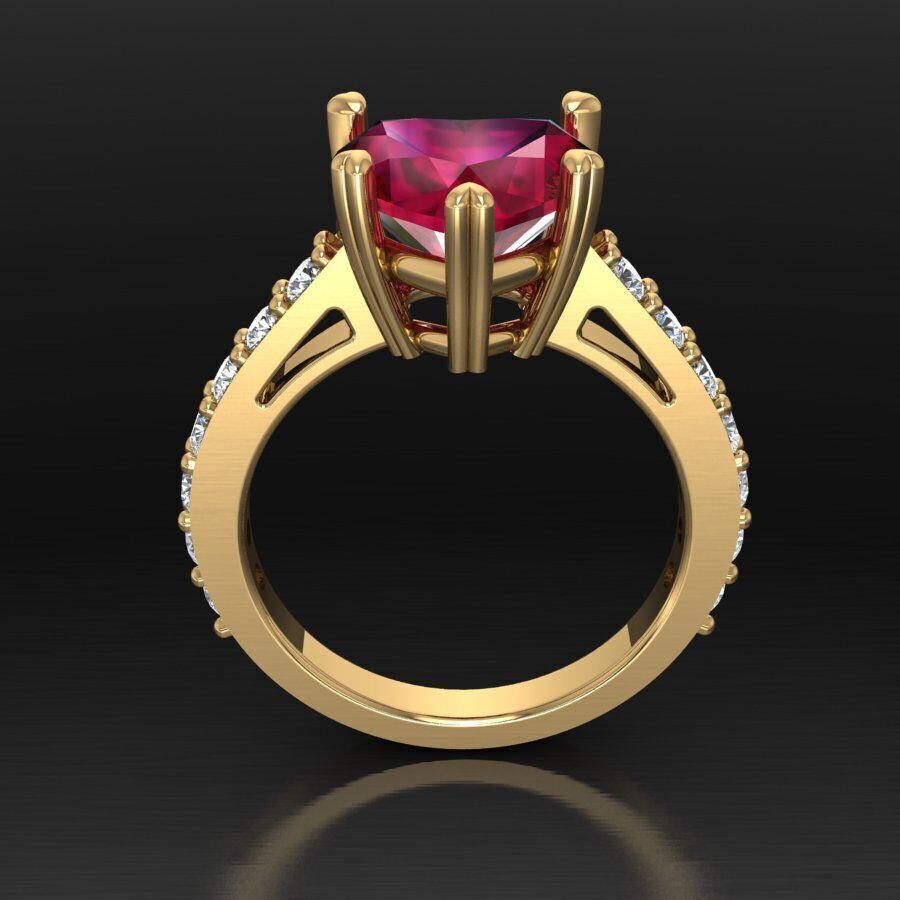 Heart-Shaped Diamond Ring 3D print model_6