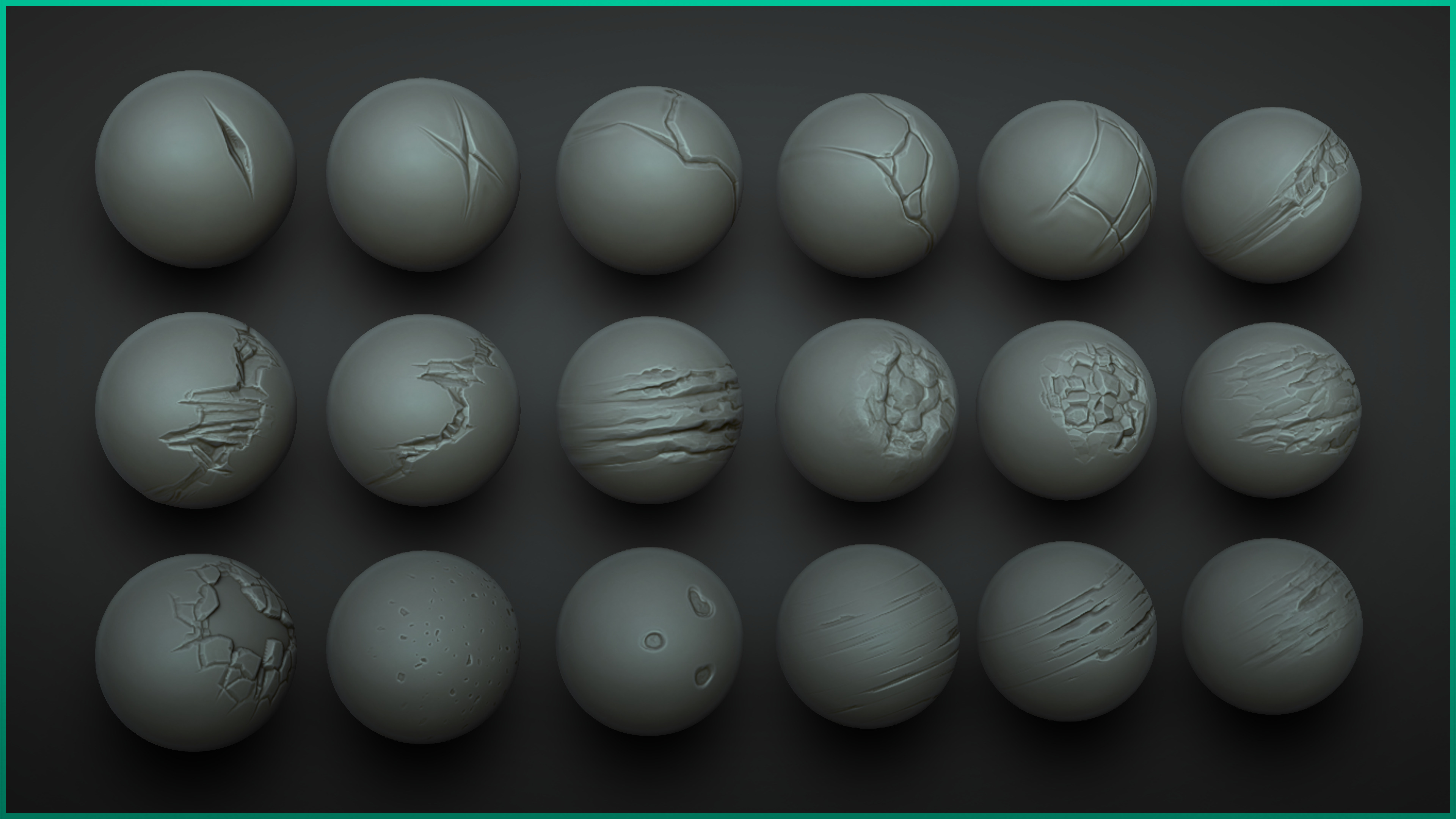 Stylized Rock Damage and Cracks - 40 ZBrush VDMs and alphas 3D model_2