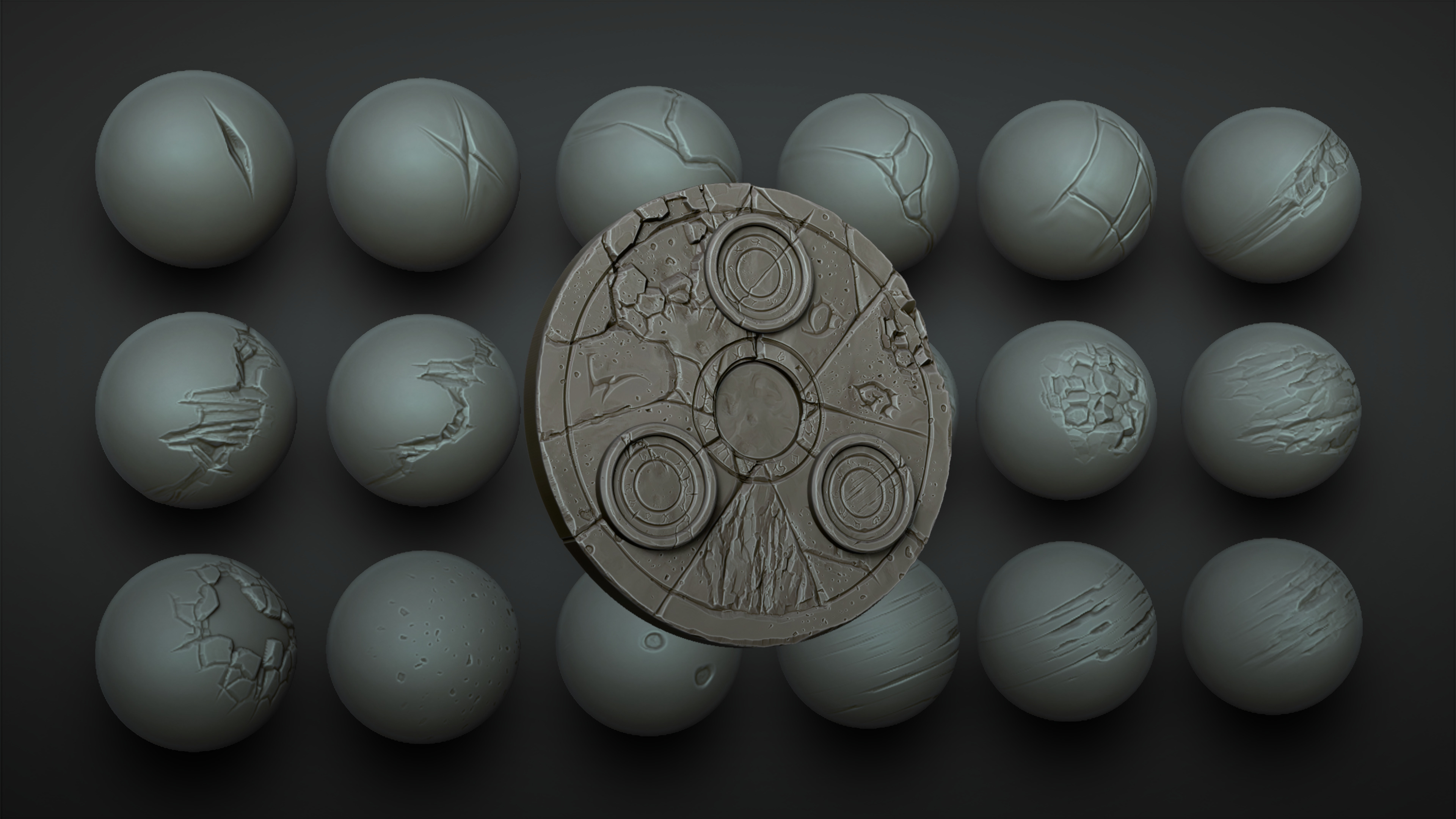 Stylized Rock Damage and Cracks - 40 ZBrush VDMs and alphas 3D model_5