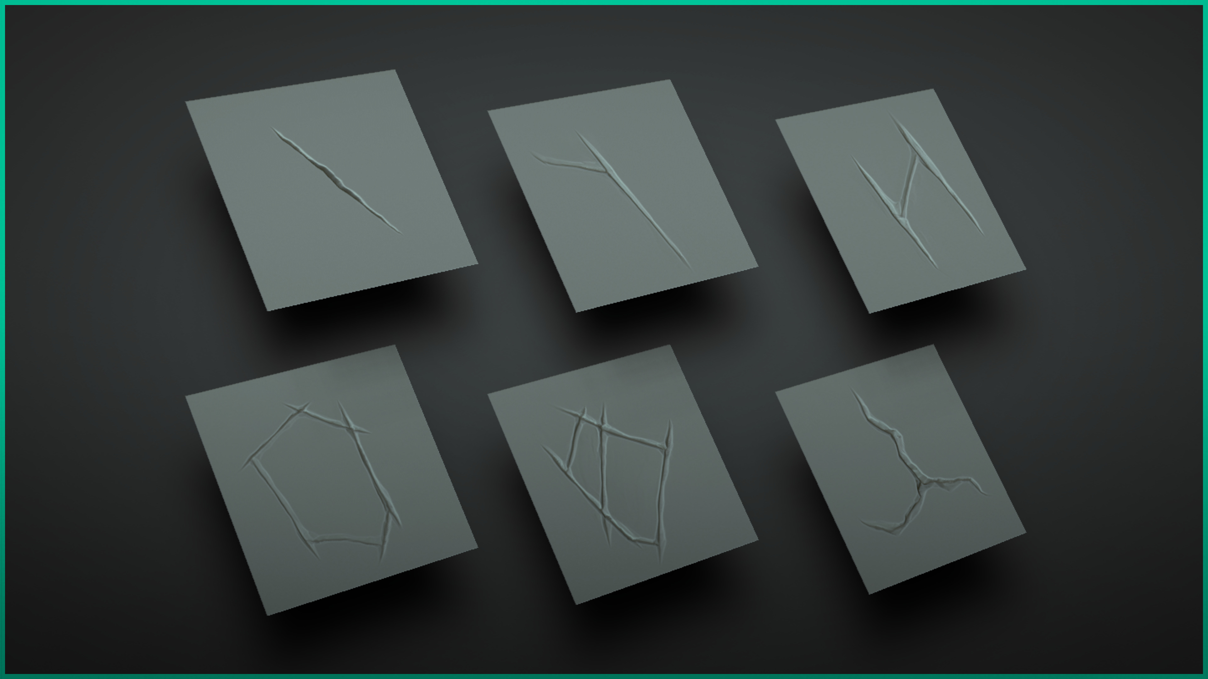 Stylized Rock Damage and Cracks - 40 ZBrush VDMs and alphas 3D model_4