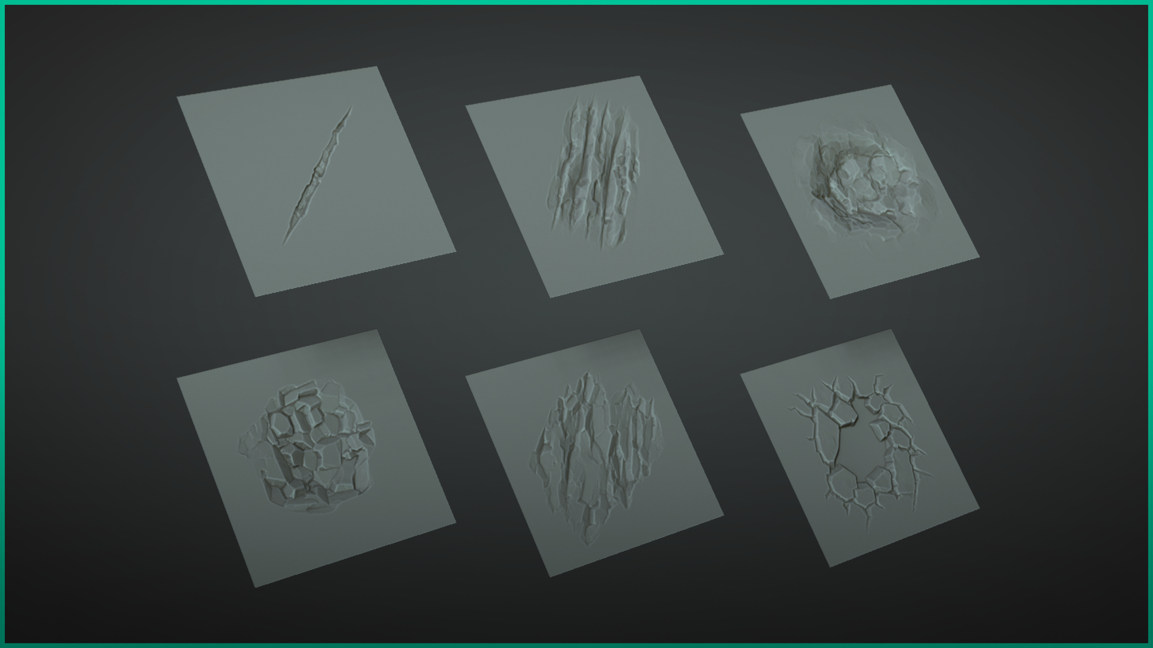 Stylized Rock Damage and Cracks - 40 ZBrush VDMs and alphas 3D model_3