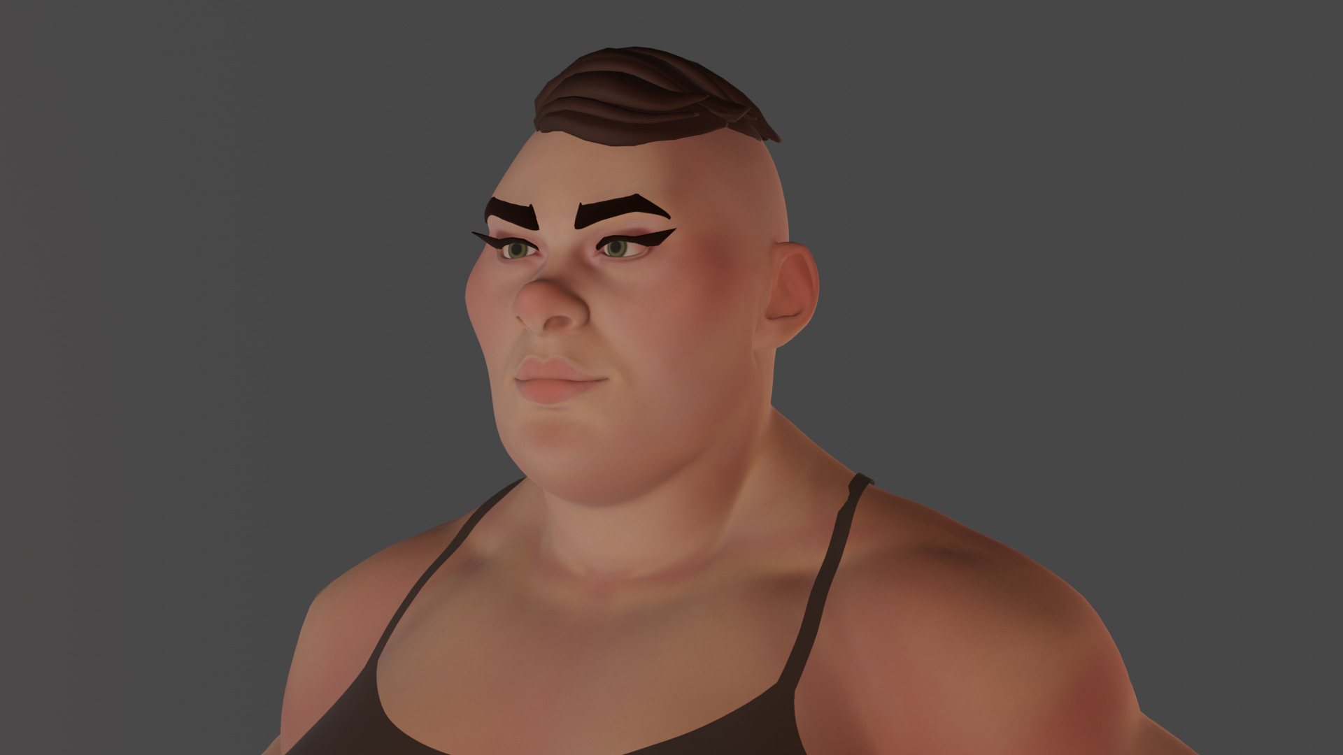 Cartoon fat female character base mesh Low-poly 3D model Low-poly 3D model_8