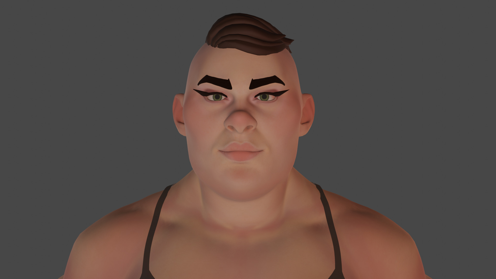 Cartoon fat female character base mesh Low-poly 3D model Low-poly 3D model_6