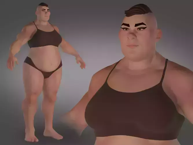 Cartoon fat female character base mesh Low-poly 3D model Low-poly 3D model Cartoon fat female character base mesh Low-poly 3D model Low-poly 3D model