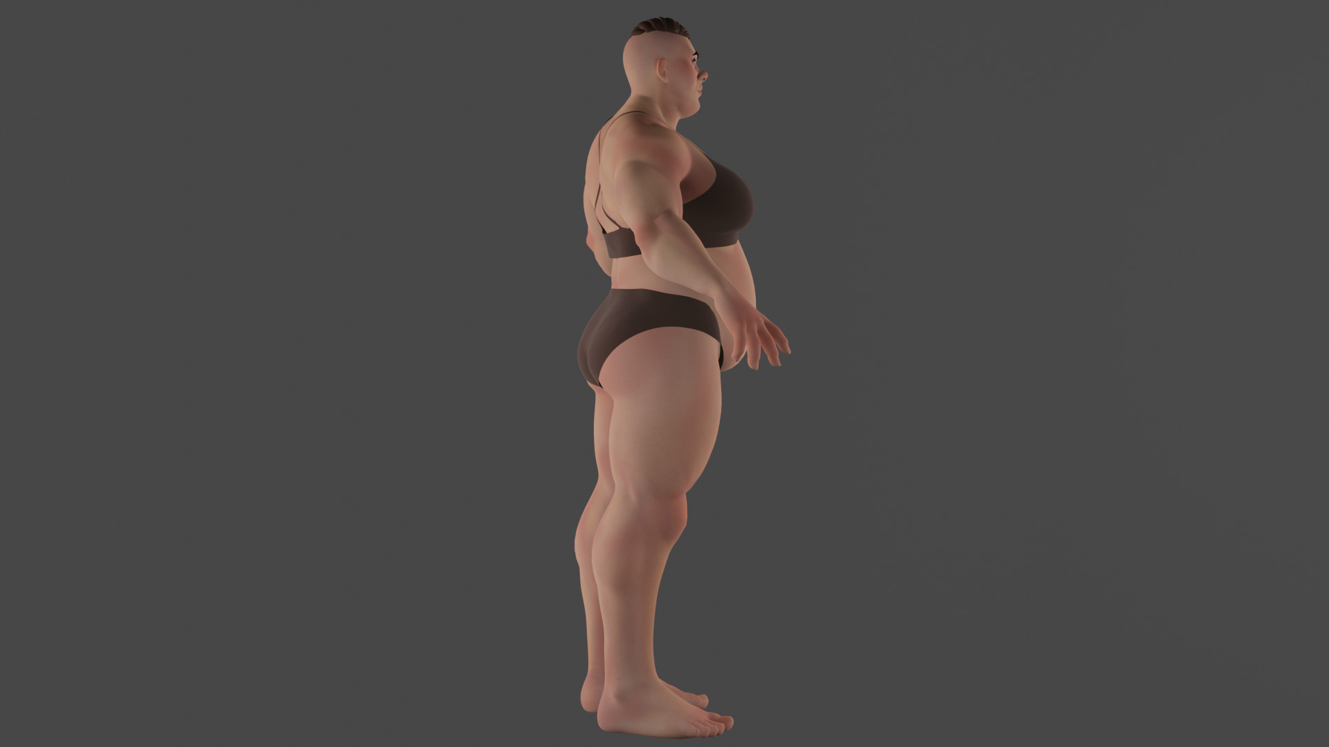 Cartoon fat female character base mesh Low-poly 3D model Low-poly 3D model_4