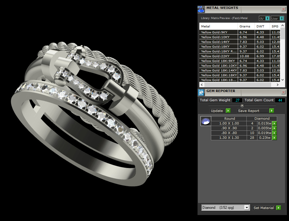 Force Rise ring size EU55 3D print model_4