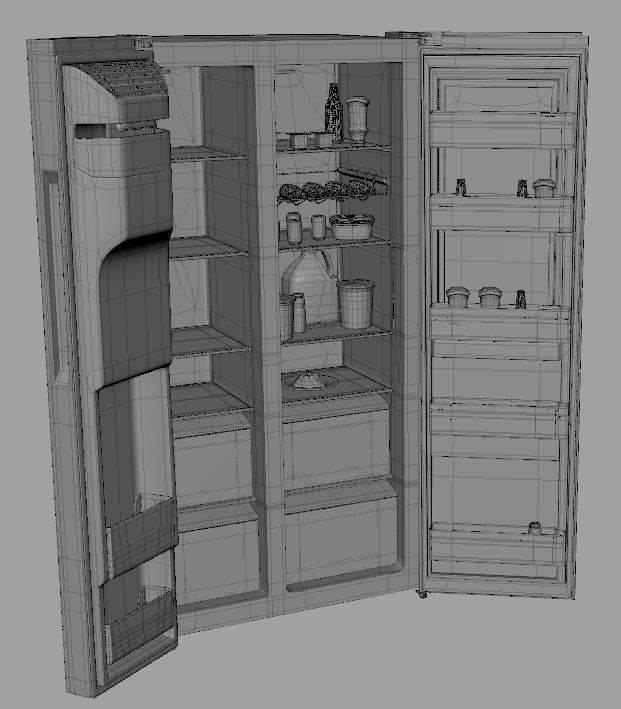 Samsung Refrigerator RS5000DC with inner stuffs Low-poly 3D model_45