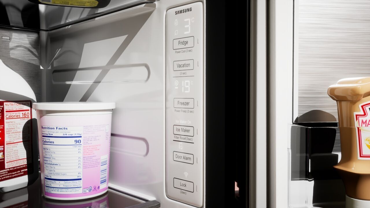 Samsung Refrigerator RS5000DC with inner stuffs Low-poly 3D model_13