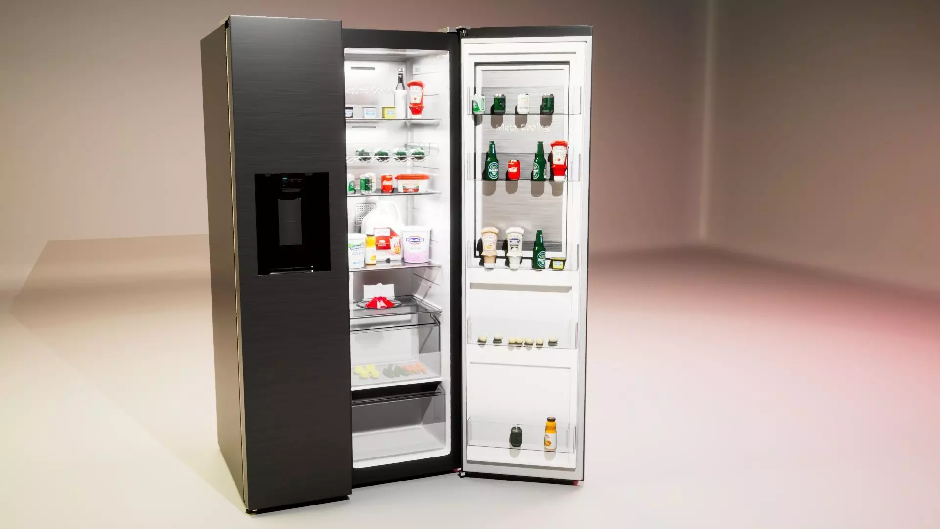 Samsung Refrigerator RS5000DC with inner stuffs Low-poly 3D model_0