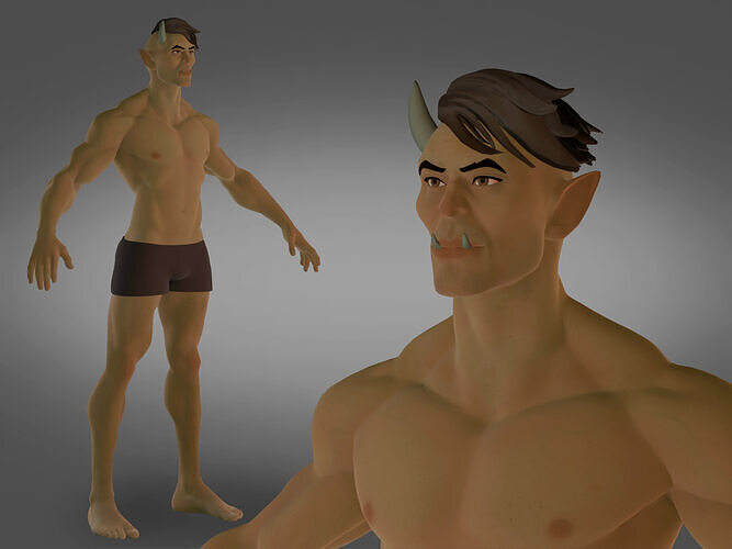 Cartoon male devil character fantesy base mesh Low-poly 3D model Low-poly 3D model