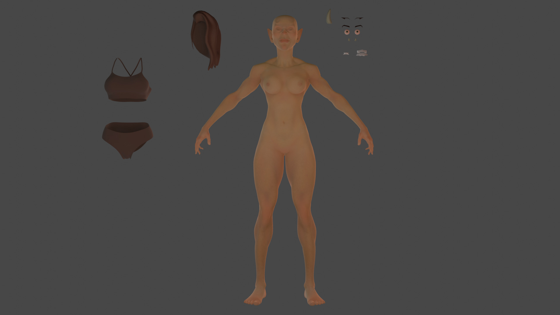 Cartoon female devil character fantesy base mesh Low-poly Low-poly 3D model_9